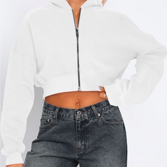 Zip Up Long Sleeve Hooded Cropped Jacket - Picture 12 of 15